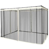Zanzariera per Gazebo Tende di Ricambio Universale con Cerniere, 302x207cm - Nero e Beige