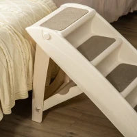 Scaletta per Cani Pieghevole con 4 Gradini Antiscivolo per Animali Fino 10kg, Beige