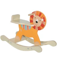 Dondolo di legno a forma di leone, Portata 25 kg, 2-5 anni, Arancione