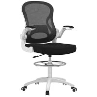 Sedia da Ufficio Ergonomica in Tessuto Traspirante con Altezza Regolabile e Braccioli Ribaltabili, 59x65x110-130 cm