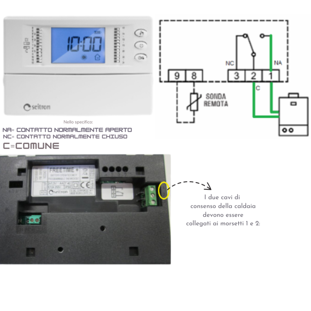Cronotermostato digitale giornaliero a batterie seitron freetime plus bianco