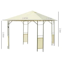 Gazebo 3x3 m con Tettuccio Rinforzato e 4 Viti, in Acciaio Verniciato a Polvere, Nero e Crema