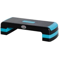 Step Fitness per Aerobica Regolabile su 3 Altezze 10-15-20 cm in Plastica, Nero e Blu