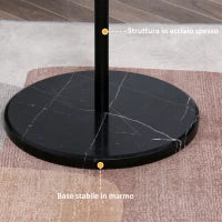 Appendiabiti da Terra con 8 Ganci, Struttura in Acciaio con Base in Marmo, 35x35x170cm, Nero