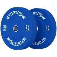 Set 2 Dischi Pesi da 20kg in Gomma con Foro da 2"/5 cm per Manubri e Bilancieri, Blu