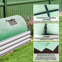 Serra Piccola con 5 Finestrelle e Griglia Centrale, in Acciaio, PE e PP, 300x80x45 cm, Verde