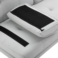 Divano Letto 3 Posti Stile Scandinavo Reclinabile con Tavolino a Ribalta, 181x77x88 cm, Grigio