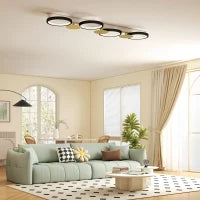 Lampada da Soffitto Dimmerabile con 4 Fari Telecomando Modalità Scena 1500 lm 38 W 3000K-6500K Nero e Dorato