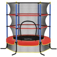 Trampolino per Bambini con Tappeto Elastico, Rete di Sicurezza e Pali Imbottiti, Età 3-10 Anni, Blu