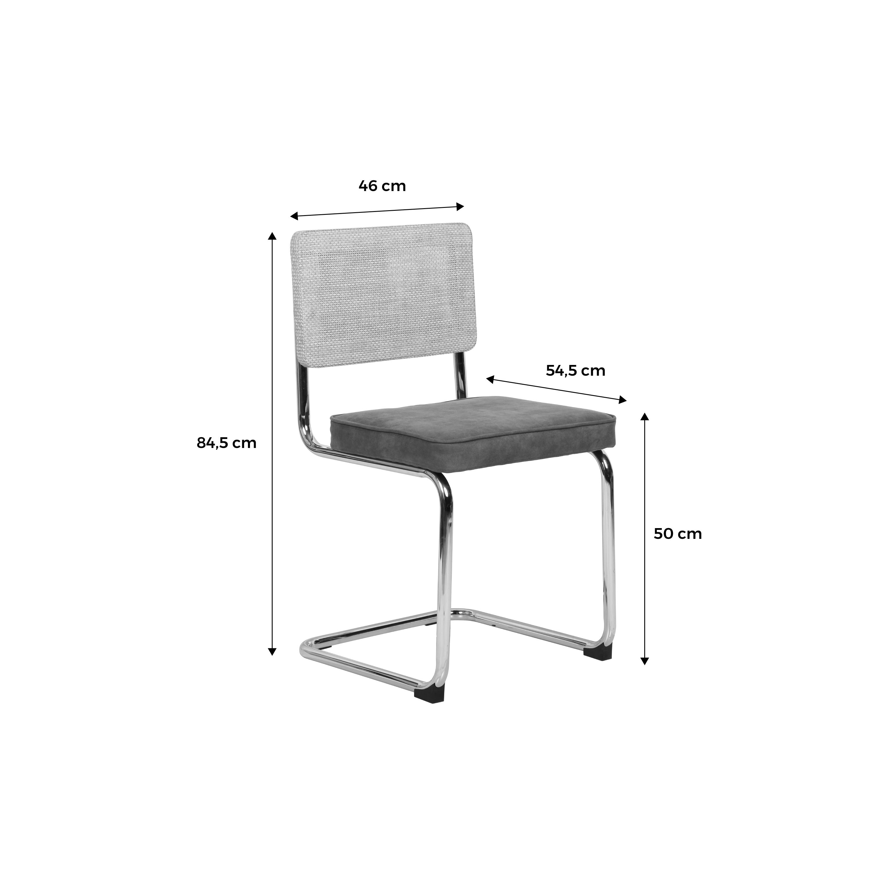 Set di 2 sedie a sbalzo, tessuto e rattan, marrone