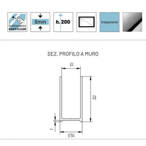 Parete doccia walk in gardenia cristallo trasparente 8 millimetri chrome *** misure 147-149xh200 cm, confezione 1