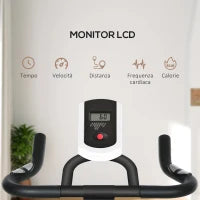 Cyclette da Casa con Manubrio e Sella Regolabile e Monitor LCD, in Acciaio e ABS, 118x50x105-115 cm, Blu