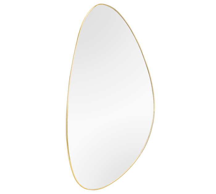 IDONA SPECCHIO FORMA ORGANICA A PARETE CON BORDO METALLO ORO