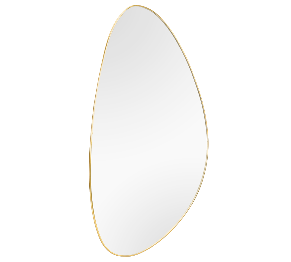 IDONA SPECCHIO FORMA ORGANICA A PARETE CON BORDO METALLO ORO