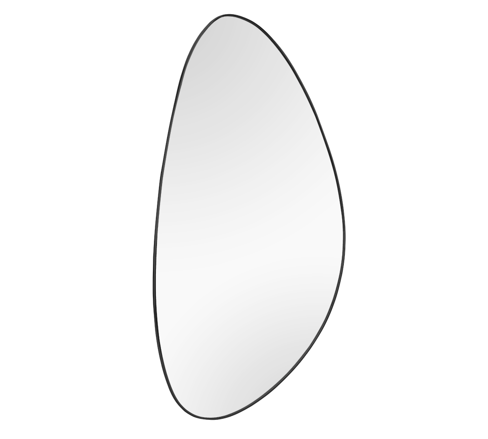 IDONA SPECCHIO FORMA ORGANICA A PARETE CON BORDO METALLO NERO