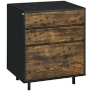 Cassettiera con 3 Cassetti in Truciolato dallo Stile rustico, 60x45x75cm, Marrone e nero