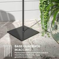 Lampada da Esterno Solare in stile Boho con Base Quadrata, in Rattan PE e Acciaio, 45x45x178 cm, Nero e Giallo