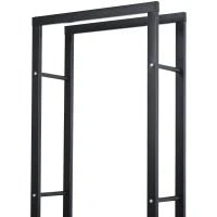 Porta Legna Verticale in Metallo Nero da Interni ed Esterni con Portata 100 kg max, 60x25x150 cm