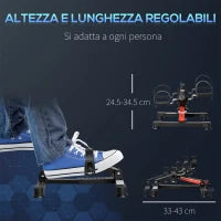 Mini Cyclette per Riabilitazione con Altezza e Resistenza Regolabile e Display LCD, in Acciaio e ABS, Nera e Rossa