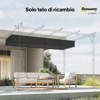 Tettuccio di Ricambio per Gazebo da Giardino 3x3 m con 10 Fori, Copertura in Poliestere, Grigio