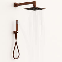 Set per doccia soffione quadro in acciaio inox 25x25 millimetri color oro rosa *** finitura- oro rosa, confezione 1