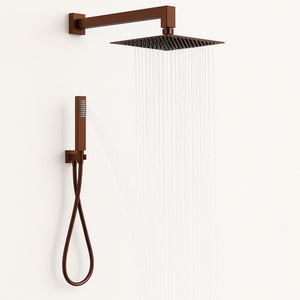 Set per doccia soffione quadro in acciaio inox 25x25 millimetri color oro rosa *** finitura- oro rosa, confezione 1