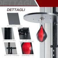 Piattaforma Boxe con Speedball Φ21 cm, Punching Ball per Allenamento Pugilato Arti Marziali, in Legno e Acciaio