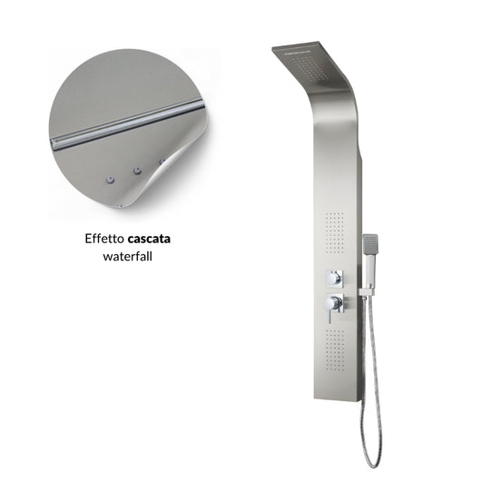 Colonna doccia astra in acciaio 4 funzioni getto a cascata bocchette lombari *** finitura- spazzolato, confezione 1