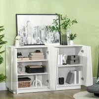 Mobiletto Multiuso in Truciolato Bianco a 5 Livelli con Ripiano Regolabile su 3 Livelli, 150x40x88 cm