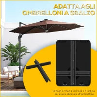 Base Ombrellone Giardino Riempibile con Acqua e Sabbia 70-90 kg, Ruote e Maniglia in HDPE, 80x60 cm, Nero