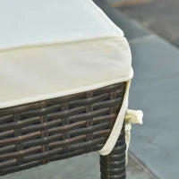 3pz Componibile 2 Lettino Prendisole da Giardino (60 x 195 x 86cm) e 1 Tavolino (121 x 40 x 50cm) Rattan con Materassini, Marrone e Bianco Crema