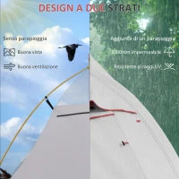 Tenda da Campeggio con Borsa da Trasporto, in Poliestere e Alluminio, 300x135x110 cm, Grigio Chiaro