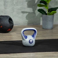 Kettlebell 6kg con Rivestimento Morbido e Base Piatta in PU e Sabbia, 20x13x22cm, Viola