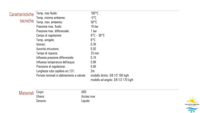 Testa termostatica con sensore liquido Pintossi 