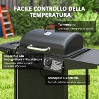 Barbecue a Gas con 4 Bruciatori Indipendenti e Coperchio con Termometro, 108x54x97 cm, Nero