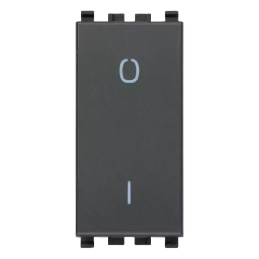 Interruttore bipolare 2p 16ax 250v pulsante sostituibile tasto illuminabile *** colore grigio, confezione 1