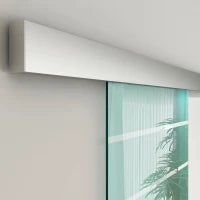 Porta Scorrevole Interna in Vetro Smerigliato e Satinato con Binario B1 e Maniglia per Bagno Cucina Studio Vetro 205x 90x 0,8cm