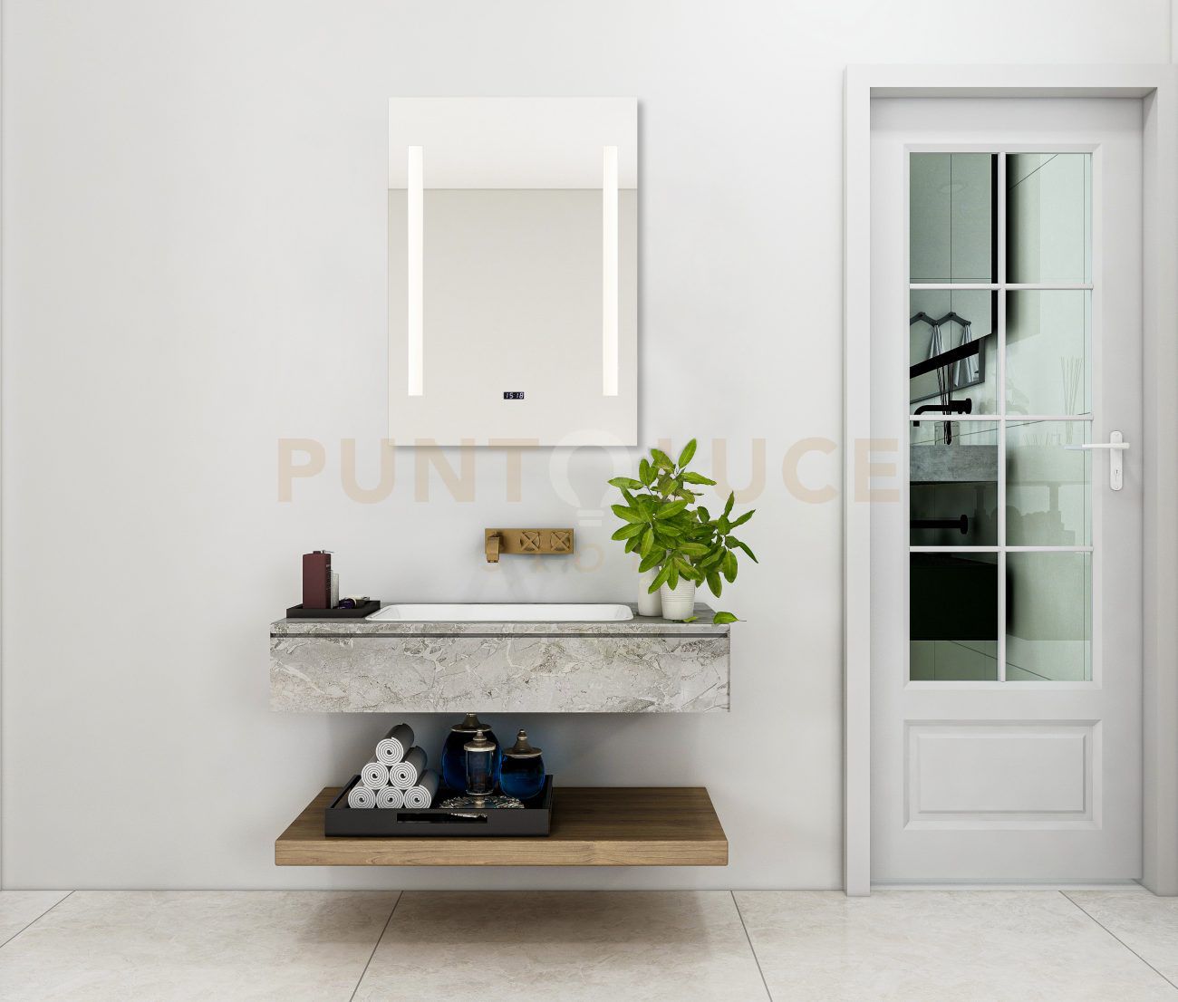 ILONKA SPECCHIO DA PARETE RETTANGOLARE RETRO-ILLUMINATO 50x770CM LED 15 W 1.700 lm 3.000 K 4.000 K