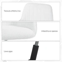 Sedia da Ufficio in Tessuto con Altezza Regolabile, Seduta Girevole e Ruote, Bianco