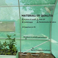 Serra per Orto a Tunnel con Porta e 8 Finestre, Serra da Giardino in PE e Metallo Zincato, per Coltivazaione Piante, 600x300x200cm