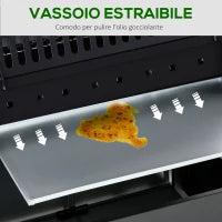 Barbecue a Gas a 5 Fornelli con Ripiani Laterali e Armadietto, in Acciaio e PP, 125x51x100 cm, Nero