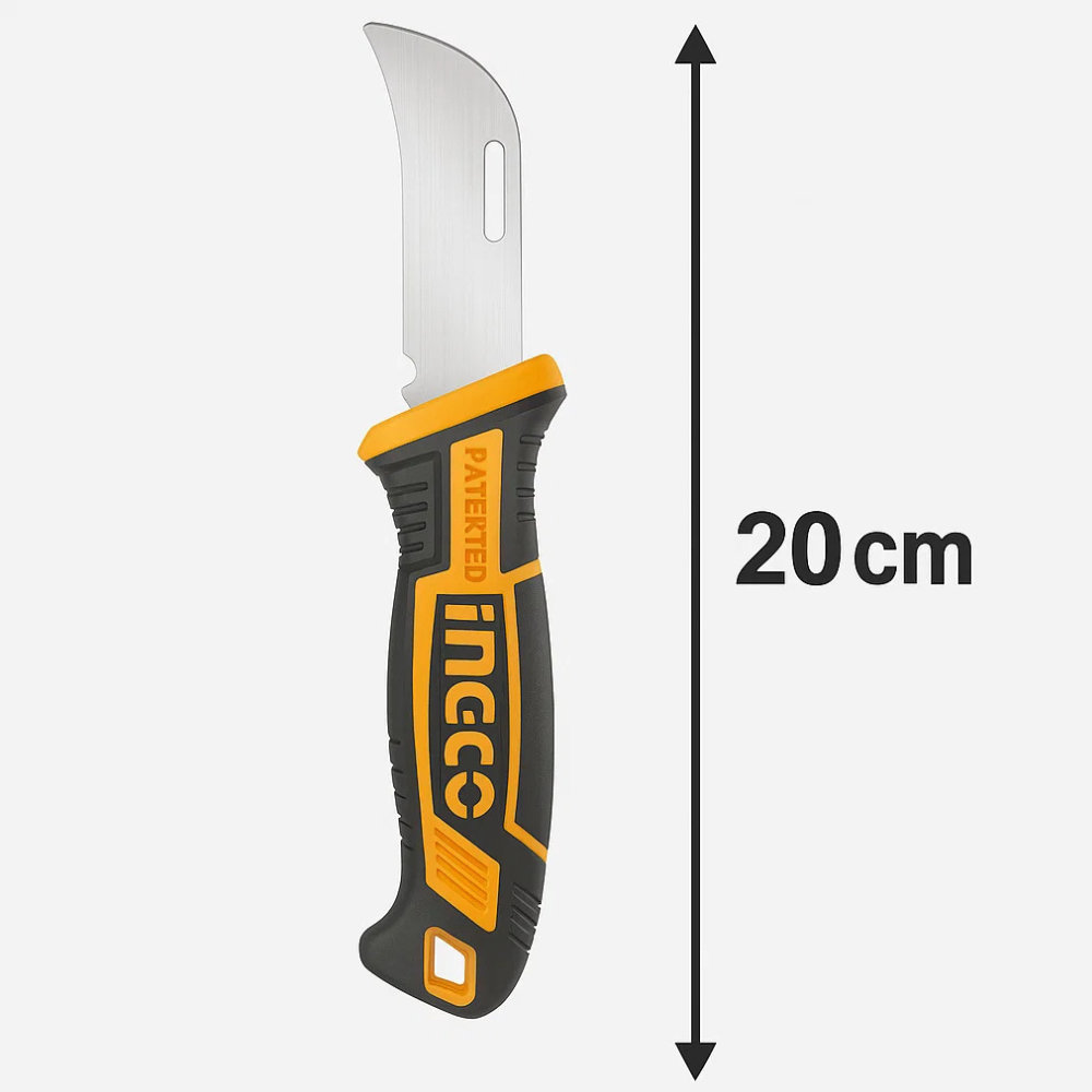 Coltello spellafili 200mm acciaio inossidabile lama curva lavori elettrici ingco
