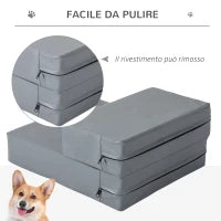 Scaletta per Cani Materassino 2 in 1 in PU e Gommapiuma 45x39x20cm Grigio