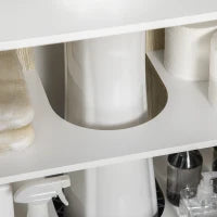 kleankin Mobile Bagno Sotto Lavabo a 2 Ante con Ripiano Interno in Truciolato e Acciaio, 60x30x60 cm, Bianco e Rovere