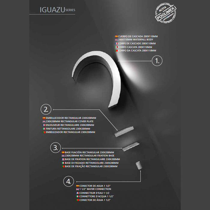 IMEX Cascata Inox in Acciaio 316 per Piscina - Modello CPI003-AC