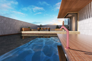 IMEX Cascata per piscina in inox 316L rosa design elegante e duraturo per unoasi di lusso e relax Modello NIAGARA
