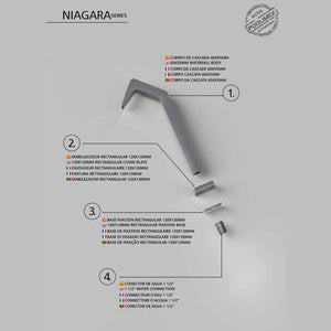 IMEX Cascata per piscina in acciaio inox 316 NIAGARA grigio cobalto per piscina Altezza 68 cm Profondita di 6 cm Eleganza e resistenza nel tuo spazio esterno