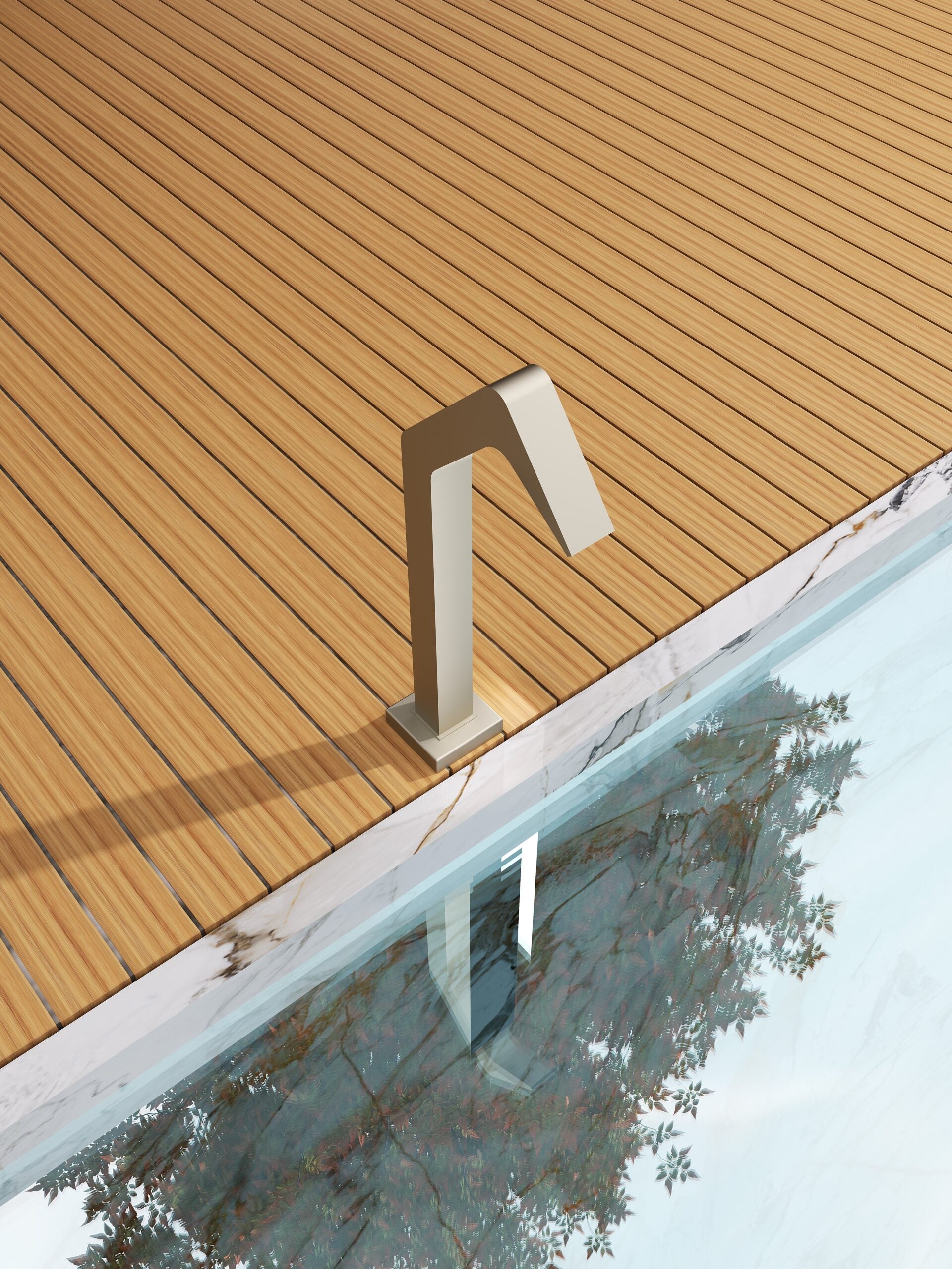 IMEX Cascata per piscina in acciaio inox 316 con finitura moka design elegante e resistente colore beige - modello NIAGARA Altezza 68 cm Profondita di 6 cm