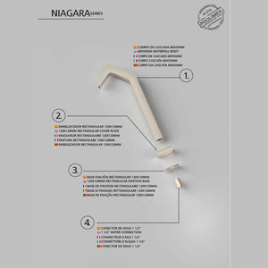 IMEX Cascata per piscina in acciaio inox 316 con finitura moka design elegante e resistente colore beige - modello NIAGARA Altezza 68 cm Profondita di 6 cm