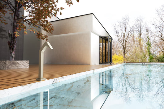 IMEX Cascata per piscina in acciaio inox 316 con finitura moka design elegante e resistente colore beige - modello NIAGARA Altezza 68 cm Profondita di 6 cm